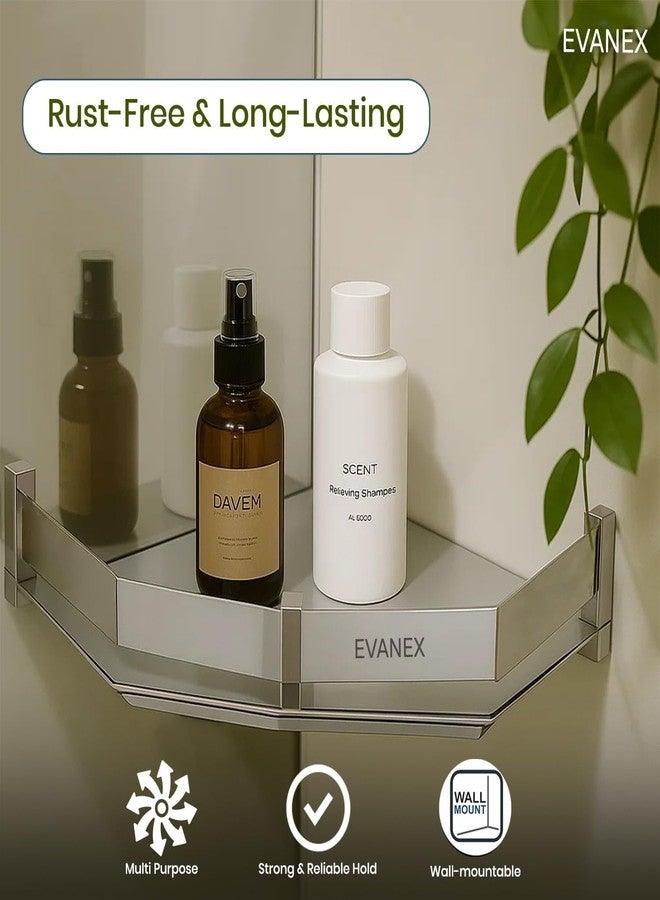 EVANEX Corner Shelf for Bathroom | 12x12 Inch Corner Shelves | 304 Stainless Steel Bathroom Storage Organizer | Wall Storage Shelf | Kitchen Shelves | Bathroom Accessories Set - Image 2